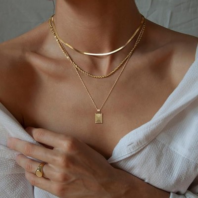 BRINJOY Women's 14K gold-plated necklace