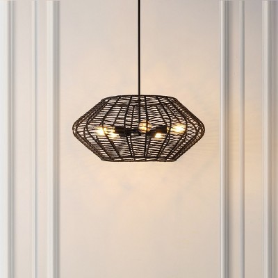 Briza Black Woven Paper and Iron 5-Light Pendant
