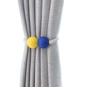 Magnetic Wooden Ball Curtain Tieback (set of 2) - Tree City - 1 of 2