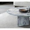 NicBex Natural Marble Small Coffee Table, Genuine Marble Round End Table, Stone Side Table for Living Room,17.7" Nightstand with Semi-Polished Surface - 2 of 4