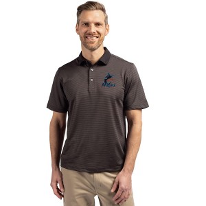 Miami Marlins Cutter & Buck Virtue Eco Pique Micro Stripe Recycled Mens Polo - 1 of 1