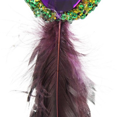 Purple Jewel Hanging Tassel Christmas Ornament with Faux Feathers