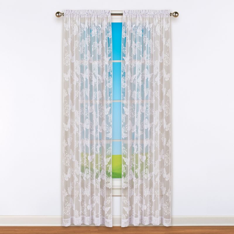 Collections Etc Butterfly Lace Drapes, 2 of 6
