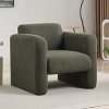 Modern Accent Chair Lambskin Fabric Upholstered Comfy Reading Arm Chair Soft Padded Armchair with Back and Pillow,Seaweed Green - 4 of 4