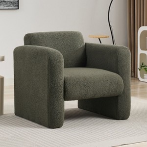 CAVINAS Modern Minimalist Armchair,Lambskin Upholstery Accent Chair with Lumbar Pillow,Soft Padded Living Room Leisure Chair - 1 of 4