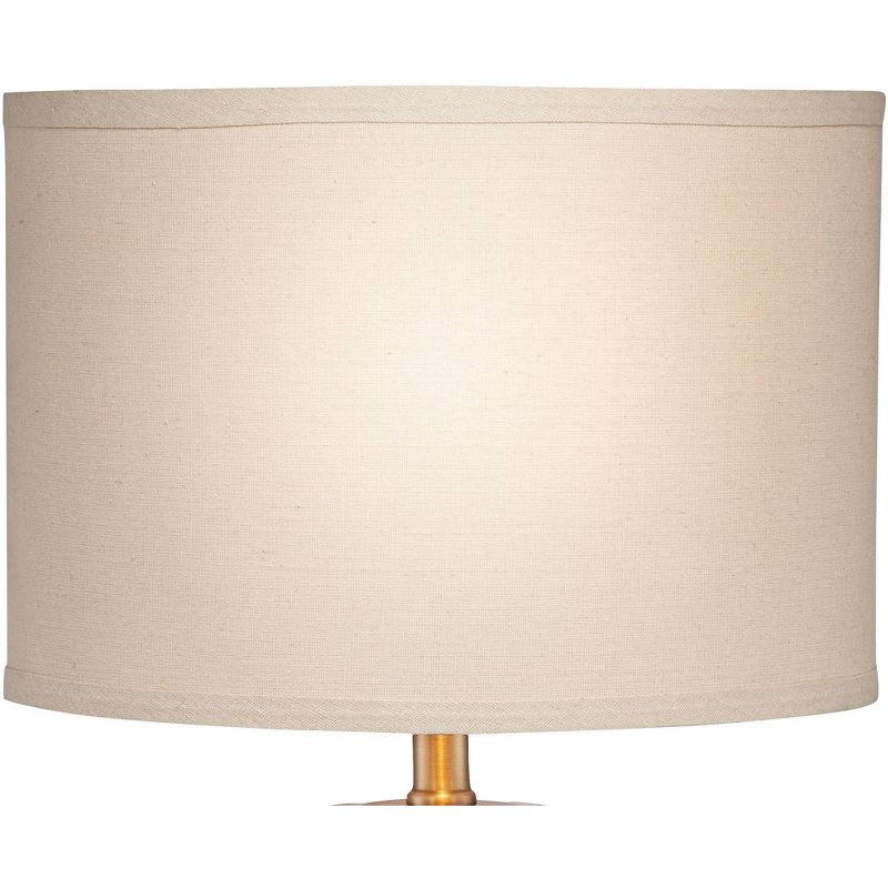 360 Lighting Margaret Coastal Accent Table Lamp 23" High Mother of Pearl Tile Cylinder Cream Linen Drum Shade for Bedroom Living Room Bedside Office, 3 of 7