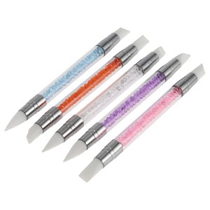 Unique Bargains Double Head Nail Painting Brushes Set White Purple Blue Orange Pink 5 Pcs - 1 of 4