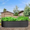 Raised Garden Bed Set of 2, Large Outdoor Galvanized Planter Box for Vegetables & Flowers with Safety Edge & Gloves - 2 of 4