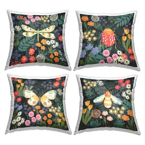 Stupell Industries Various Insects with Flowers (Set of 4) - 1 of 3
