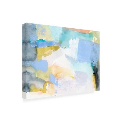 Victoria Barnes Abstracted Spring Canvas Art in Blue and Yellow