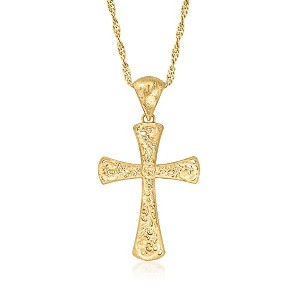 Ross-Simons Italian 18kt Gold Over Sterling Filigree Cross Pendant Necklace Size - 1 of 3