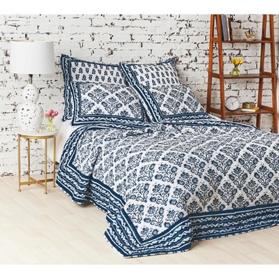 Indigo and White Cotton Voile Standard Sham
