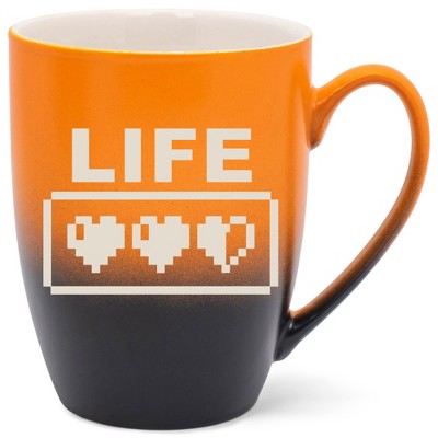 100 North Gaming 10 Ounce Orange and Black Two Toned Ombre, Comfortably Fits Your Hands, Ceramic Tea Coffee Cup Mug, Life