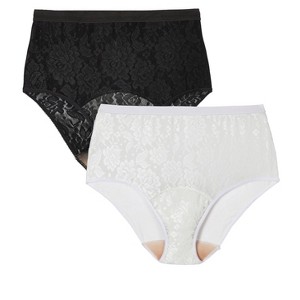 Comfort Choice Women's Plus Size Lace Incontinence Brief 2-Pack - 1 of 4