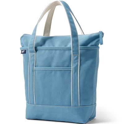 Lands' End Large Solid Color 5 Pocket Open Top Canvas Tote Bag