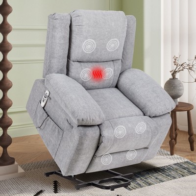 NicBex Linen Lift Recliner Chair for Elderly,Massage Chairs with Vibration Massage and Lumbar Heating,Reclining Chairs for Living Room