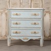 Charming Blue and Gold 3-Drawer Chest with Floral Accents and Distressed Finish, Vintage Style Furniture, 1pc - 3 of 4