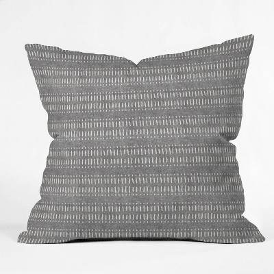 16"x16" Little Arrrow Design Co Dash Dot Stipes Stone Throw Pillow Gray - Deny Designs