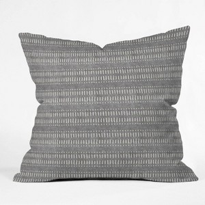 16"x16" Little Arrrow Design Co Dash Dot Stipes Stone Throw Pillow Gray - Deny Designs - 1 of 4