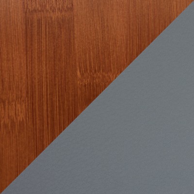 26" Gray Faux Leather and Walnut Wood Swivel Counter Stool