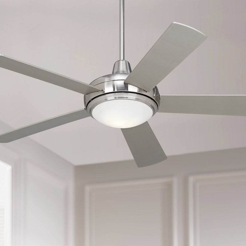 52" Casa Vieja Compass Modern Indoor Ceiling Fan with Dimmable LED Light Remote Control Brushed Nickel Silver for Living Room Kitchen House Bedroom, 2 of 9
