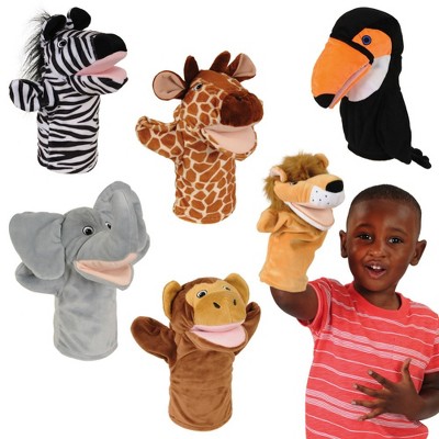 Kaplan Early Learning Safari Animal Puppets - Set of 6