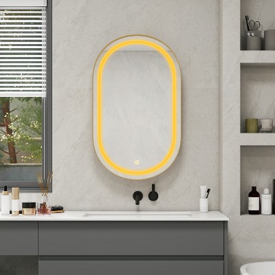 Oval Medicine Cabinet Mirror Bathroom Mirror with Storage and LDE,  Wall Mounted Medicine Mirror Cabinet for Bathroom, Living Room, Bedroom Wall Decor