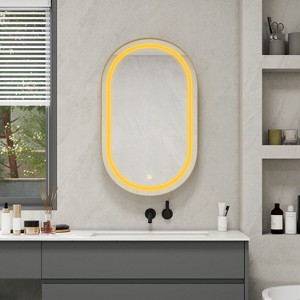 Oval Medicine Cabinet Mirror Bathroom Mirror with Storage and LDE,  Wall Mounted Medicine Mirror Cabinet for Bathroom, Living Room, Bedroom Wall Decor - 1 of 4
