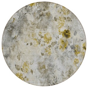 Taupe Ivory And Tan Floral Washable Indoor Outdoor Area Rug - 1 of 4
