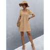 Coolmee Women Summer Mini Dress Drawstring V-Neck Puff Short Sleeve Short Sundress L Apricot - 4 of 4