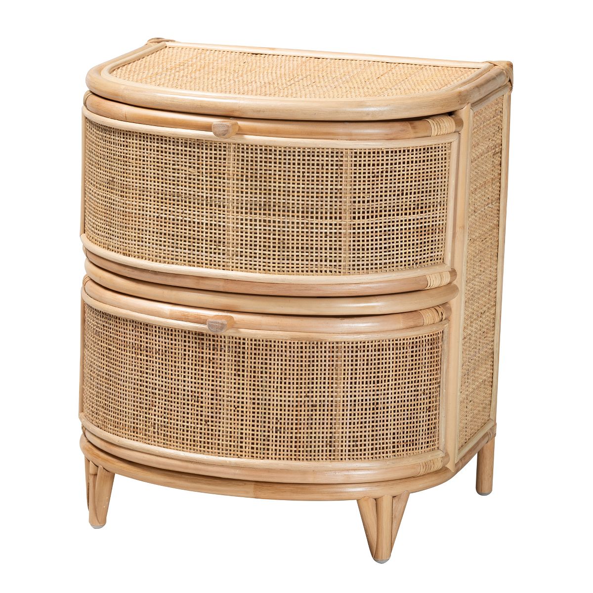 bali & pari Oleta Modern Bohemian Natural Brown Rattan 2-Drawer Nightstand - thumbnail 2