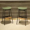 Green Modern Two-Piece Bar Stool Set, Counter Height and Bar Height Bar Stools, Soft Fabric Upholstered, No Back - 3 of 4