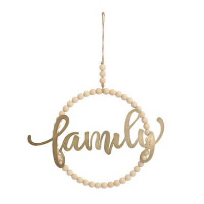 VIP Metal 18.25 in. Brown Ring Wall Decor "Family"