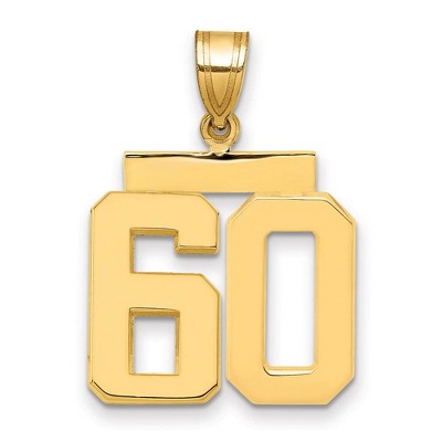 Black Bow Jewelry 14k Yellow Gold, Athletic Collection Medium Polished Number 60 Pendant