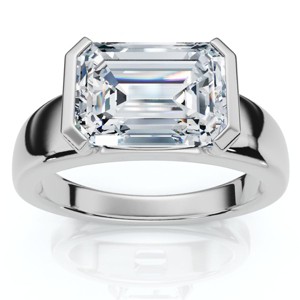 Pompeii3 Certified 2 2/3ct East West Emerald Cut Engagement Ring Gold or Pt Lab Created - 1 of 4