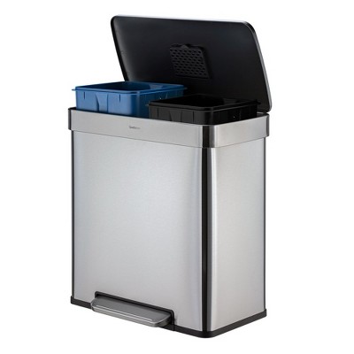 16 Gallon Stainless Steel Dual Compartment Kitchen Trash Can