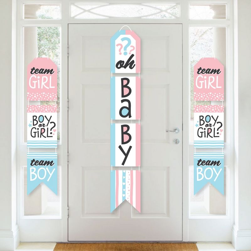 Big Dot of Happiness Baby Gender Reveal - Hanging Vertical Paper Door Banners - Team Boy or Girl Party Wall Decoration Kit - Indoor Door Decor, 1 of 8
