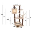 6-Tier Cat Tower- Cushioned Pet Bed, Napping Perches, Kitty Condo Hut, and Spring Arms with 3 Hanging Toys  Fully Carpeted by PETMAKER (Brown/Beige) - 2 of 4