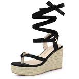 Allegra K Women's Platform Strappy Lace-up Flip Flops Wedge Sandals