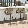 Gulches Outdoor Patio Green Faux Wicker Barstool, Set of 2 for Patio, Outdoor, Garden, Poolside - 2 of 4
