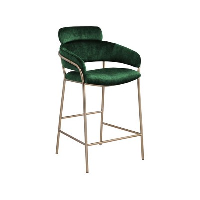 Meridian Furniture,Yara Green Velvet Counter Stool