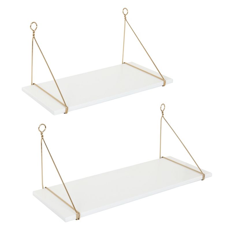 24" x 9.8" 2pc Vista Wood and Metal Shelf Set White/Gold - Kate & Laurel All Things Home, 4 of 6