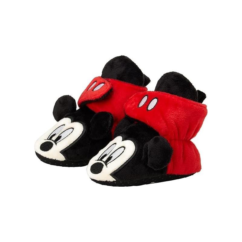 Disney Baby Boys Mickey Mouse Booties - Soft Fleece Slipper Sock, Newborn/Infant- (0-24M), 1 of 4