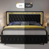 Bed Frame with Led Lights Headboard, Acrylic Mirror Accents - 4 of 4