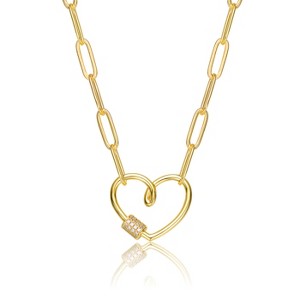 Guili 14K Gold Plated Cubic Zirconia Charm Necklace for Kids/Teens, featuring a youthful sparkle for everyday wear and special occasions. - 1 of 3