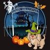 Men's Design By Humans Puppy Dog Witch Hat Halloween Ghost By Fractals T-Shirt - 2 of 4