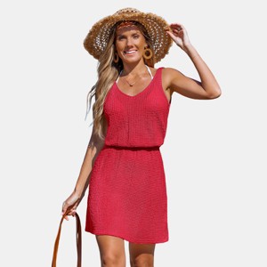 Women's Breezy Beachwear Elastic Waist Knit Cover Up Dress -Cupshe - 1 of 4
