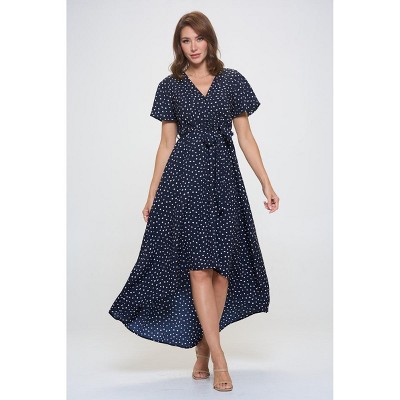WEST K Women's Woven Georgia Faux-Wrap Dress with High-Low Hem and Tie Waist