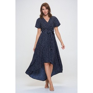 WEST K Women's Woven Georgia Faux-Wrap Dress with High-Low Hem and Tie Waist - 1 of 4