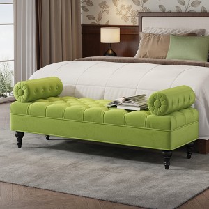 Christopher Knight Home Mirelle Modern Velvet Upholstered Tufted Bench with 2 Detachable Pillows - 1 of 4